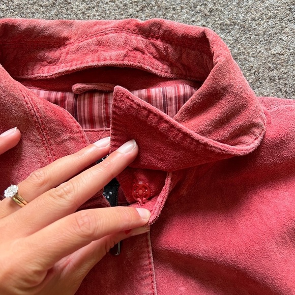 Bernardo Women's XL Pink Suede Genuine Leather Jacket Coat With Removable Collar - Picture 7 of 16